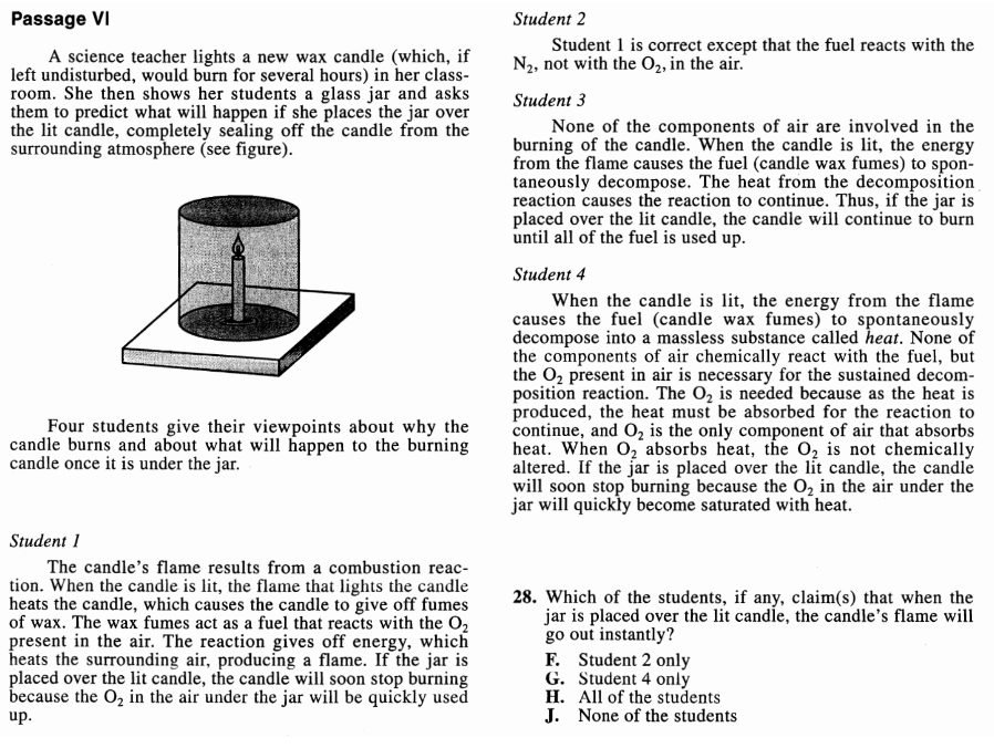 ACT science conflicting viewpoints example question